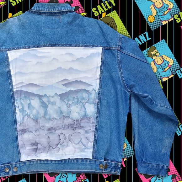 Vintage Other - Vintage Watercolour Mountainscape Denim Jacket